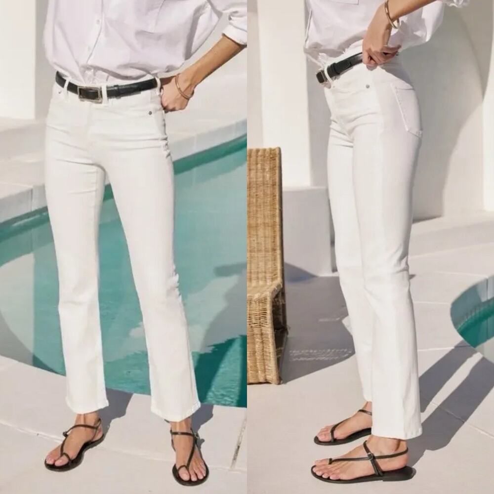 AYR White High Rise Straight Leg Stretch Pop Jeans 29L Long Tall